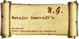 Matajsz Geminián névjegykártya